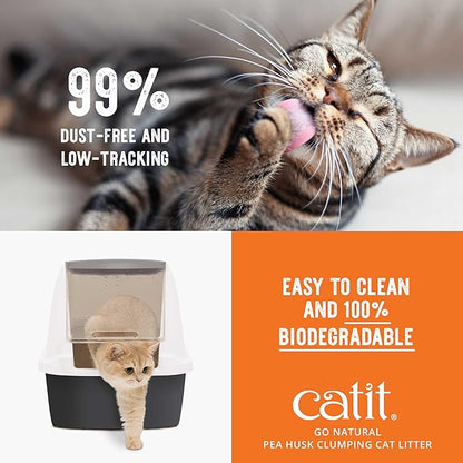 Catit - Go Natural Pea Husk Clumping Cat Litter - Dust Free,Easy Cleaning & Scooping,Flushable Kitty Litter with Odor Control & Subtle Fragrance - 12.3 Lbs,Vanilla Scented,(Pack of 2)