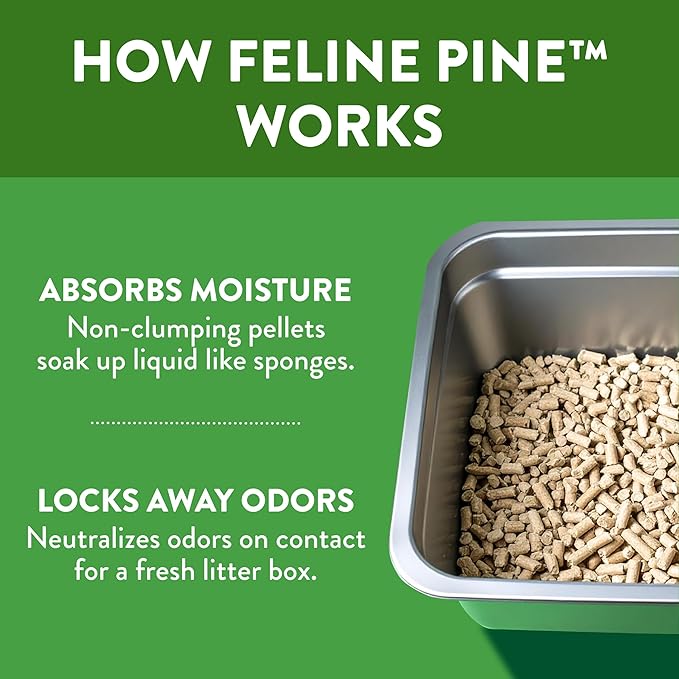 Feline Pine Platinum Non-Clumping Cat Litter, Feline Pine Cat Litter 18lb