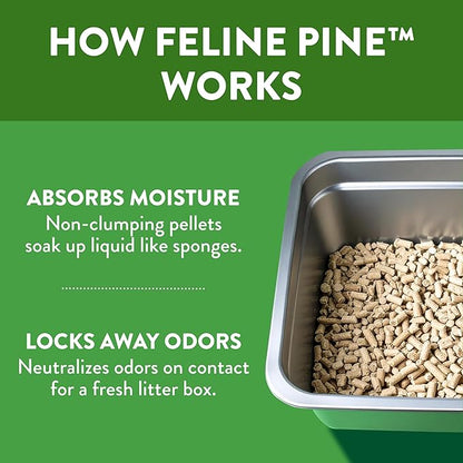 Feline Pine Platinum Non-Clumping Cat Litter, Feline Pine Cat Litter 18lb