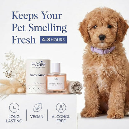 Dog Cologne Spray with Long Lasting Jasmine, Musk, and Vanilla Scent - Vegan Alcohol-Free Pet Deodorizer for Smelly Dogs - Water-Based Luxury Puppy Grooming Fragrance - Sweet Snooze 3.4FlOz