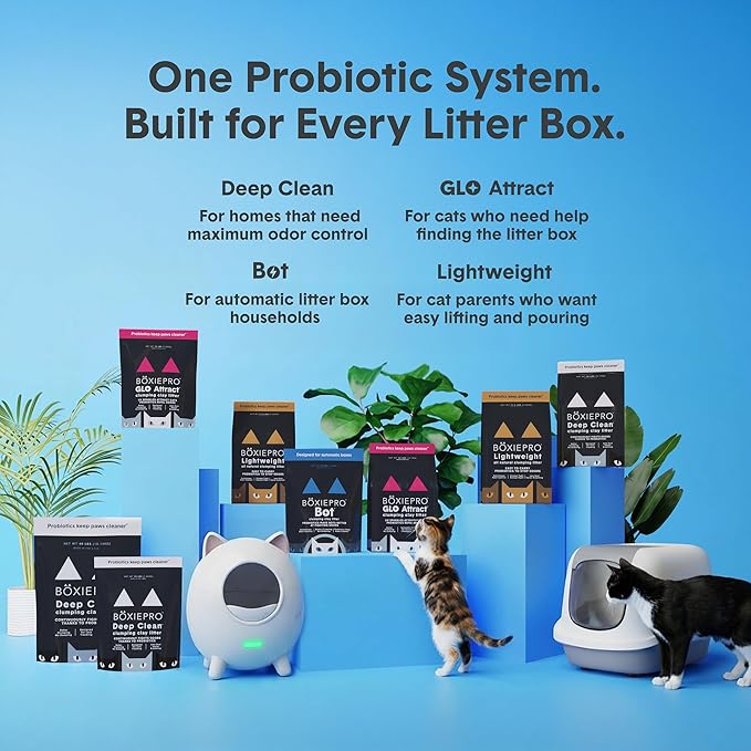 Boxie Probiotic Cat Litter, 40 Day Odor Control, Clumping Clay Kitty Litter, Odor Eliminating Probiotics, Dust-Free, No Fragrances No Fillers, 40 lb