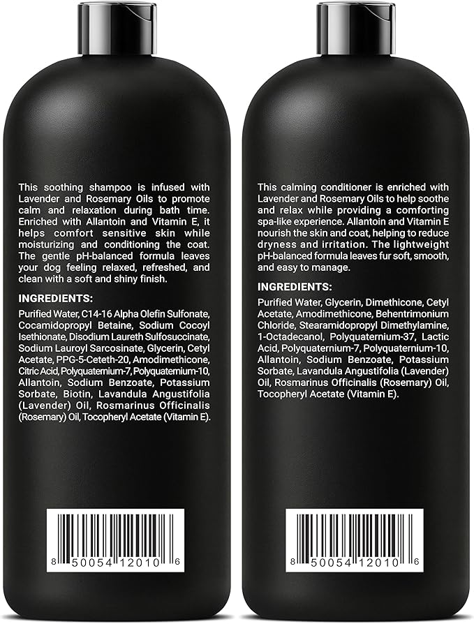 ALFIE'S CHOICE Dog Shampoo for Dry Itchy Skin | Calm & Comfort Shampoo and Conditioner Set | 16 fl oz Each | Lavender, Rosemary & Vitamin E | for Sensitive Skin & All Breeds | Made in USA
