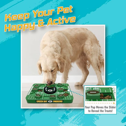 Pets First NFL Green Bay Packers Large Puzzle Toy, New Size, Interactive Dog Treat & Slow Feeding Toy