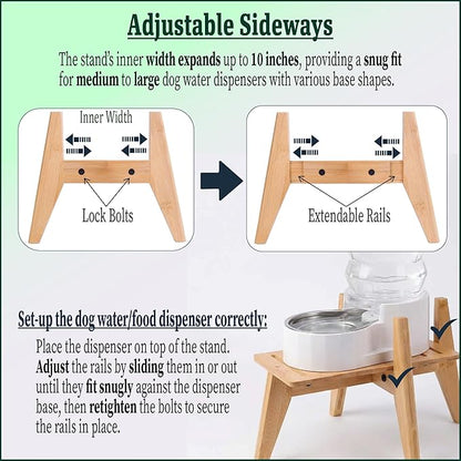 Stand for Automatic Dog Feeder - Large Dogs Suitable - Elevated Raised Dog Feeder Holder, Adjustable Platform for Dog Food/Water Bowl Dispenser - Bamboo
