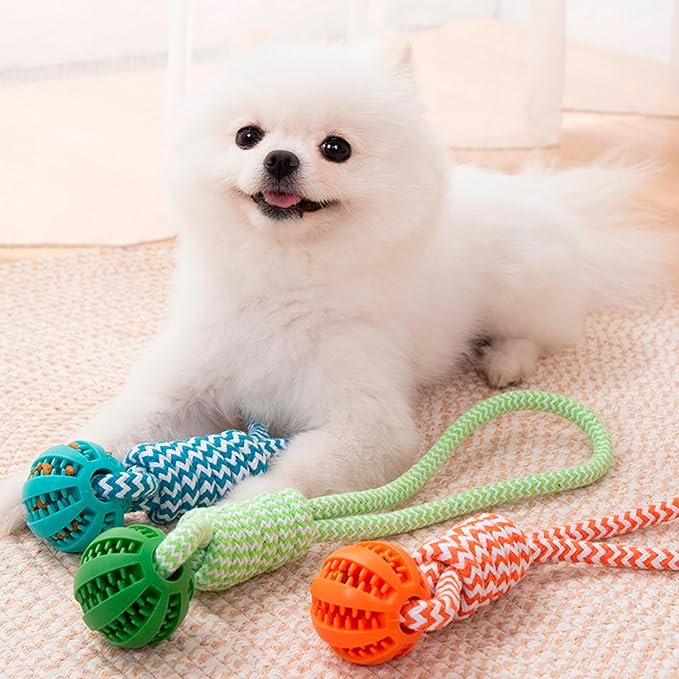 Dog Toy Interactive Chewing Rope Ball Toys Natural Cotton Washable Durable Tug of War for Small Medium Dogs Puppies Training Playing Teeth Cleaning (Drop Ball) (Orange)