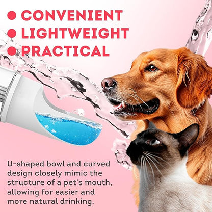 ABC Pack & Supply Dog Water Bottle Dispenser Portable, 12 oz Travel Size, Clear White ABS, One-Hand Button, Silicone Wrist Strap