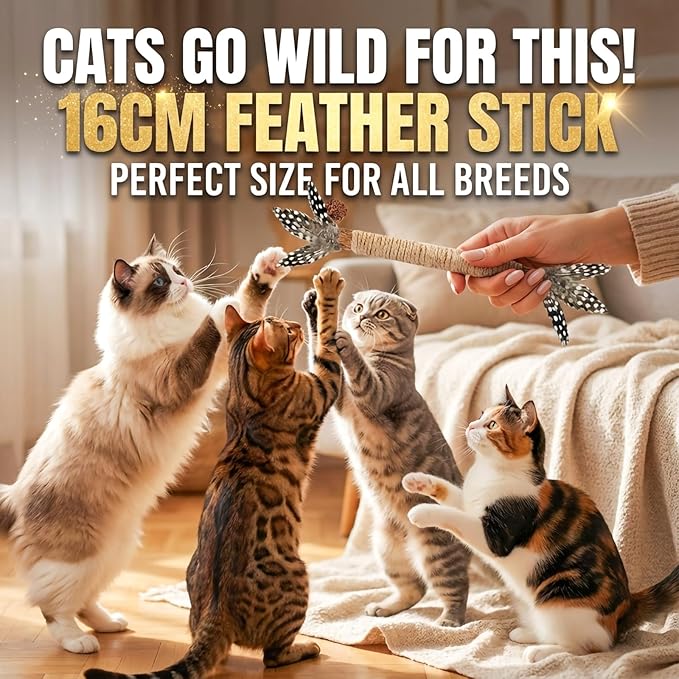 Cat Toys,3 Pack Silvervine Cat Feather Toy Kitten Chew Stick Catnip Treat for Cleaning Teeth Indoor Kitty Teaser Wand Molar Snack Interactive Pet Rabbit Bunny Hamster