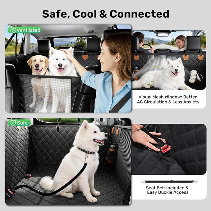 Zanch Heavy-Duty Dog Truck Seat Cover, Flat Solid Back Seat Extender for Multi Large Dogs, Hard-Base Supports 450 lb, Waterproof Hammock Protector, XL for Full-Size Crew Cab Trucks & SUVs, Orange