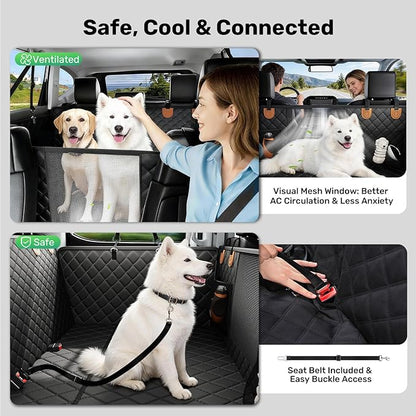 Zanch Heavy-Duty Dog Truck Seat Cover, Flat Solid Back Seat Extender for Multi Large Dogs, Hard-Base Supports 450 lb, Waterproof Hammock Protector, XL for Full-Size Crew Cab Trucks & SUVs, Orange