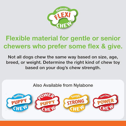 Nylabone Original Bone Flexi Chew Toy for Dogs, Dog Toys for Moderate Chewers, Dog Chew Bones, Chicken & Original Flavor, For X-Small Dogs - Up to 15 lbs, 3 Pack
