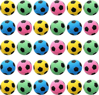 Skylety 32 Pieces Cat Soccer Balls Foam Sponge Football Cat Interactive Cats Soccer Toy Sports Ball for Kitten Pet