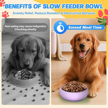 Pawinner 2 Pack Dog Lick Bowl, Freeze Lick Mat for Dogs, Non-Slip Slow Feeder Licking Bowl with Suction Cups, Food Grade Silicone, Enrichment Puzzle Feeder for Distraction(Purple)