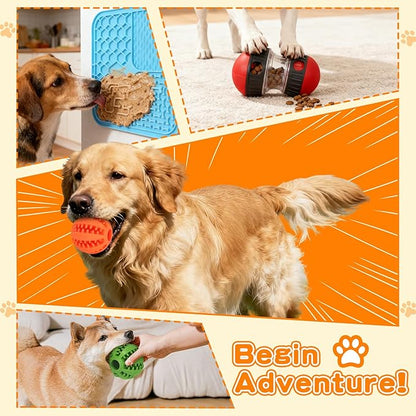 9-in-1 Interactive Dog Toys Set: Mental Stimulation Puzzle, Treat Dispenser Ball & Chew Toys，Lick Mat – Boredom Buster Combo to Keep Small, Medium Dogs Busy & Engaged