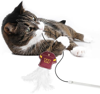 NFL Washington Commanders Team Jersey Wand with CAT NIP, Cat Toy Jersey Shaped Plush Teaser Toy for Cats & Kittens - Interactive Pet Toy for Play & Exercise