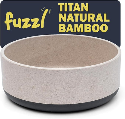 Titan Bamboo Dog Bowl Large with Ultra Grip Rubber Base Pet Bowl 9 Inch