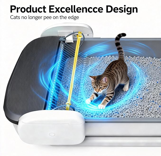 Automatic Litter Box Self Cleaning Odor Control for Cats 3LB to 50LB Large Capacity APP Control Safety Sensor Multi-Cat Use，Accessible Electric，Low-Entry Electric Litter Box