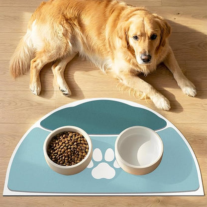 Pet Feeding Mat 28''x17'', Quick Dry & Absorbent Pet Mat for Water Bowl, Anti-Scratch Cat Mats for Food Bowls for Feeding Stations, Large Cat Dog Food Bowl mat for Indoor & Outdoor Use, Dark Teal