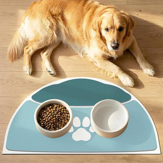 Pet Feeding Mat 28''x17'', Quick Dry & Absorbent Pet Mat for Water Bowl, Anti-Scratch Cat Mats for Food Bowls for Feeding Stations, Large Cat Dog Food Bowl mat for Indoor & Outdoor Use, Dark Teal