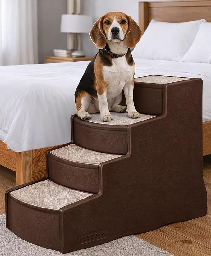 Pet Gear Easy Step IV Pet Stairs, 4 Step for Cats/Dogs, Removable Washable Carpet Treads, for Pets Up to 150lbs, No Tools Required, Available in 9 Colors, Coffee Bean