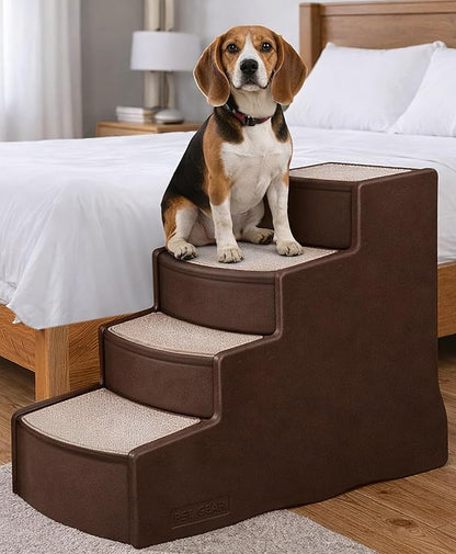 Pet Gear Easy Step IV Pet Stairs, 4 Step for Cats/Dogs, Removable Washable Carpet Treads, for Pets Up to 150lbs, No Tools Required, Available in 9 Colors, Coffee Bean