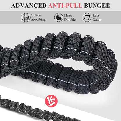 VIVAGLORY Hands Free Dog Leash Bungeeone Running Dog Leash with Waist Belt for Running Walking & Jogging, Bungee & Around Waist for Pet, M, Black/Red