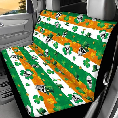 AFPANQZ Skull Saint Patrick Car Back Seat Covers Protector Rear Car Seat Cushion Dust and Scratch Proof Universal Fits Car, Truck, SUV, Van and Patriotic