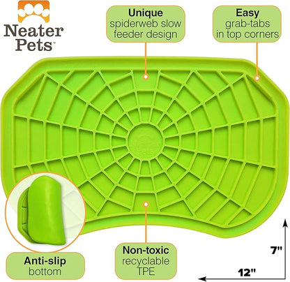 Neater Pets Neat-LIK Dog Lick Mat, Lick Mat for Dogs, Cats, Puppy, Reduces Anxiety & Boredom, Peanut Butter Slow Feeder, Interactive Treat Licking Pad, Licking Mats for Small & Large Breed (Green)