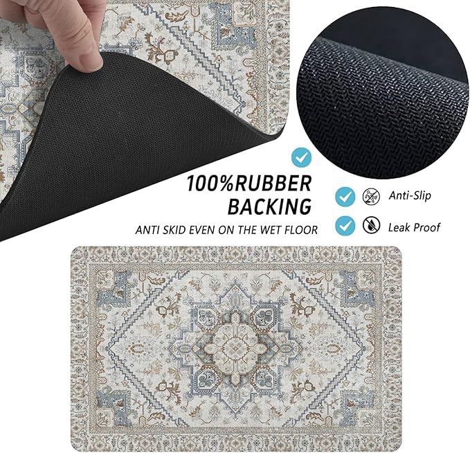 Dog Food Mats for Floors, Absorbent and Quick-Drying Pet Cat Food Mat,Anti-Fouling and Easy-to-Clean Pet Feeding Mat,Dog Bowl Mat for Messy Drinking Water Bowls.12 x20, Bohemia Style