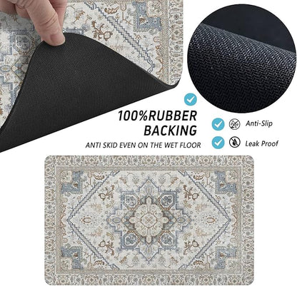 Dog Food Mats for Floors, Absorbent and Quick-Drying Pet Cat Food Mat,Anti-Fouling and Easy-to-Clean Pet Feeding Mat,Dog Bowl Mat for Messy Drinking Water Bowls.12 x20, Bohemia Style