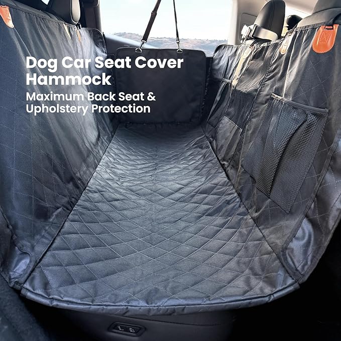 REEVAA Dog Seat Cover, [100% Waterproof] Hammock Scratch Proof Nonslip Durable Soft Pet Back Seat Covers for Cars, SUVs, Non-Hard Bottom