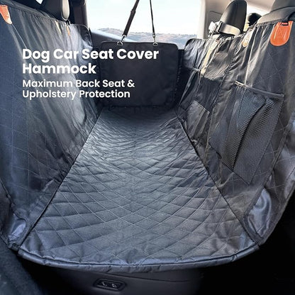 REEVAA Dog Seat Cover, [100% Waterproof] Hammock Scratch Proof Nonslip Durable Soft Pet Back Seat Covers for Cars, SUVs, Non-Hard Bottom