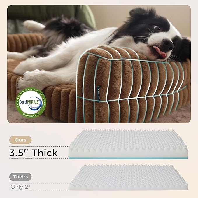 Bedsure ComfyFleece™ Orthopedic Dog Beds for Extra Large Dogs, Memory Foam XL Dog Couch with Sides, Waterproof Big Pet Sofa with Washable Corduroy Cover, Non-Slip and Egg-Crate Foam, Brown