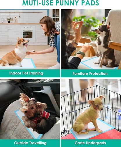 JollyMate Punny Pee Pads 13"x18", 100 Pack Strong Absorption & Leak-Proof Dog Pee Pads, Waterproof and Quick-Dry Pee Pads for Dogs and Cats, Rabbits