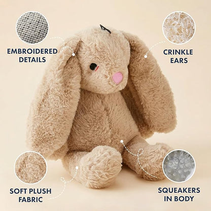 Pet Lou 15-Inch Rabbit Dog Squeak Toys, Durable Plush with Crinkle Interactive Dog Toy, Not for Heavy Aggressive Chewers, Colossal Dog Chew Toys
