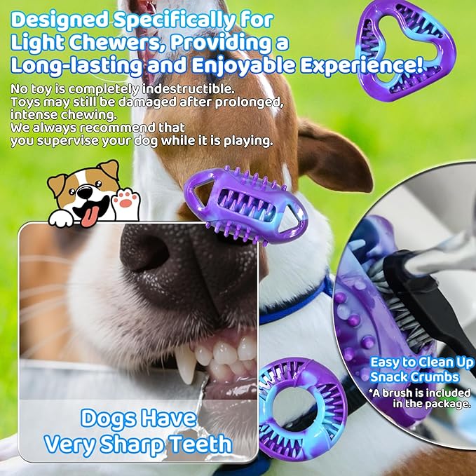 3 Pack Puppy Teething Toys, Rubber Puppy Chew Toys, Extended Playtime & Clean Pet Teeth, Stuffable Puppy Toys, Three Shapes of Small Puppy Toys, for Puppies and Small Adult Dogs - Up to 25 lbs