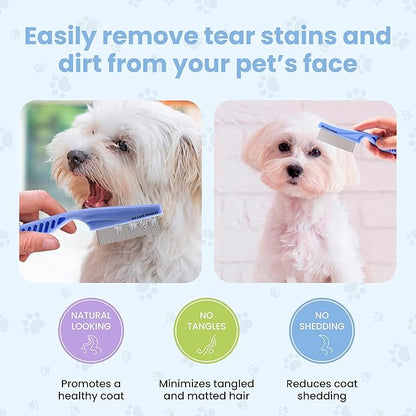 We Love Doodles Flea Comb for Dogs and Metal Dog Grooming Comb | Dog Face Comb | Fine Tooth Tear Stain Remover Metal Comb | Removes Tangles & Matts | Dematting Pet Combs | Detangler for Matted Hair