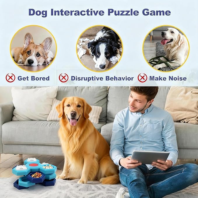 Dog Slow Feeder - Interactive Dog Food Puzzle Toy, Treat Maze Game for Dogs & Cats, Mental Stimulation & Boredom Relief, Adjustable Difficulty Pet Enrichment Toy (Two Layers)