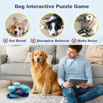 Dog Slow Feeder - Interactive Dog Food Puzzle Toy, Treat Maze Game for Dogs & Cats, Mental Stimulation & Boredom Relief, Adjustable Difficulty Pet Enrichment Toy (Three Layers)