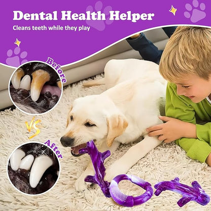 Furdog Dog Toys for Aggressive Chewers, Indestructible Chew Toys for Medium Large Breeds(20-80lb), Durable Squeaky Tough Dog Toy to Keep Them Busy (Purple, 2 Packs)