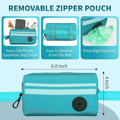 Hands Free Dog Leash with Removable Zipper Pouch, Dual Padded Handles and Durable Bungee for Walking, Jogging and Running Your Dog (Large, 35-140 lbs Green