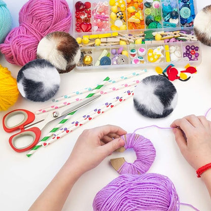 Skylety 8 Pcs Cat Pom Poms Ball with Catnip Soft Cat Balls Toy Large Plush Fuzzy Artificial Balls Faux Fur Patch 2 Inches for Winter Cute Kitten Pet Interactive Gifts Chasing Playing Exercising Indoor