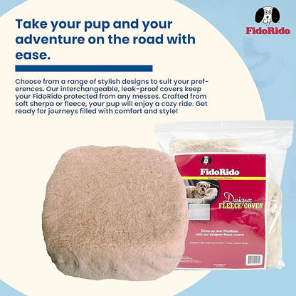 FidoRido Dog Car Seat Cover Machine Washable Replacement Sherpa Cover, Comfortable & Durable, for Cars & SUVs, Seat Protector for Dogs, Vacation and Travel Essential, Beige Sherpa