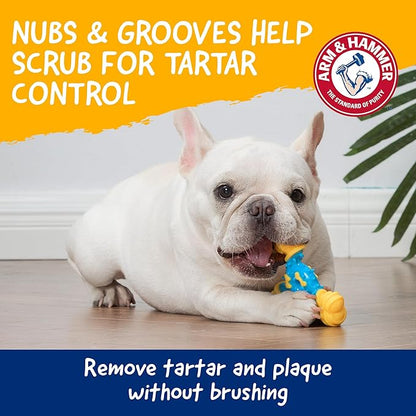 ARM & HAMMER for Pets Nubbies TriBone Dog Dental Toy Best Dog Chew Toy for Moderate Chewers Dog Dental Toy Helps Reduce Plaque & Tartar Peanut Butter Flavor Baking Soda (Pack of 24)