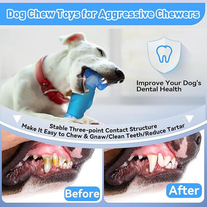 Dog Toys for Aggressive Chewers, Interactive Dog Chew Toy for Large Dogs, Indestructible Squeaky Toys to Keep Them Busy, Tough Toys for Medium/Large Dogs Blue