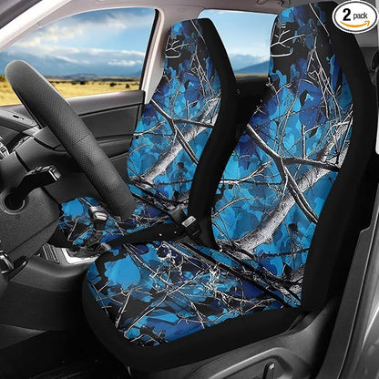 Blue Camo Hunting Car Seat Covers Waterproof Soft Car Seat Cushion Cover Auto Interior Accessories Fit for Truck, Sedan, SUV