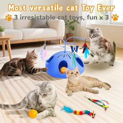 Cat Toys for Indoor Cats Interactive Cats Toy Kitten feathertoy; Trackball, Cat Tunnel Kitty Toys for Multi-cat Family