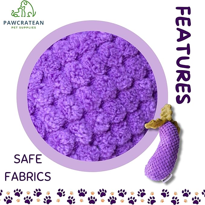 7" Squeaky Plush Toy for Puppies Small Dogs Self Etertainment Washable Soft Made [PET ONLY] (Eggplant)