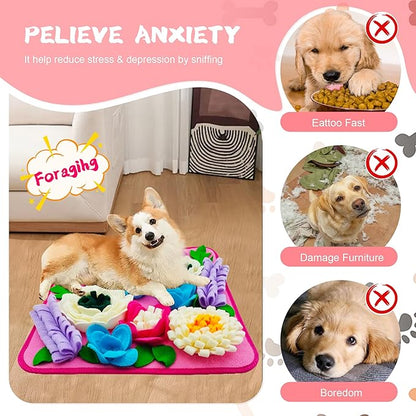 Snuffle Mat for Dogs Sniffing Feeding Mat for Small and Medium Breed Dogs and Cats Non-Slip/Portable/Durable Interactive Puzzle Pet Puppies Toys Encourages Natural Foraging Skills