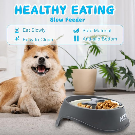 Slow Feeder Bowl, Anti-Choking Puzzle Dog Food Bowls, Food Bowls Slow Feeder Small Breed, Non Slip Interactive Dog Feeding Bowls for Healthy Eating, Prevents Puppy Overeating, Black