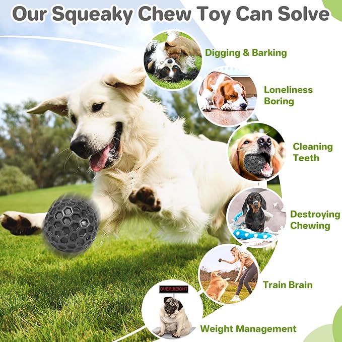 Indestructible Squeaky Dog Balls Puppy Toys, Interactive Dog Toys for Small Dogs, Puppy Chew Toys for Teething and Relax, Dogs Chew Toy Balls Small Toys for Small Breed